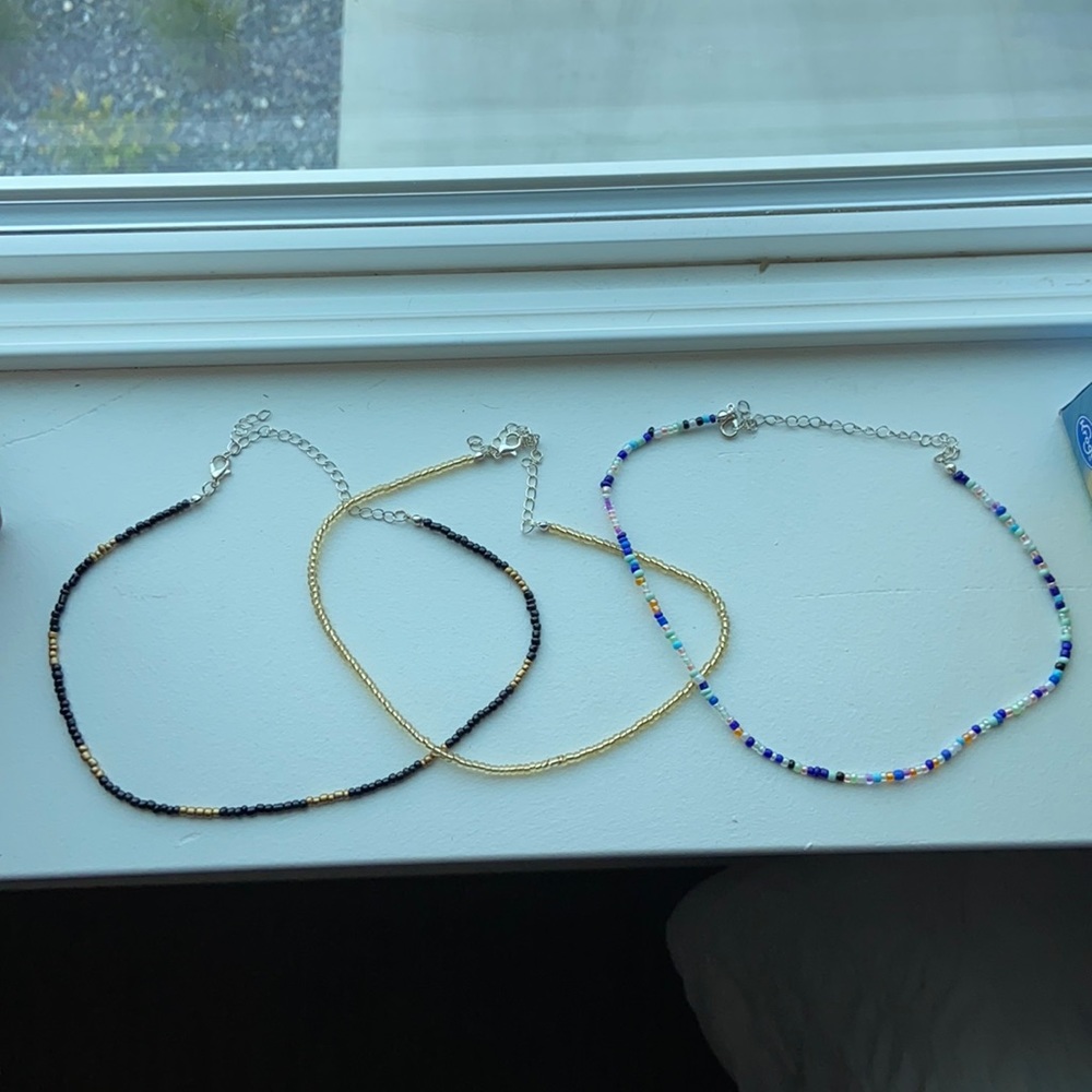 3 beaded choker necklaces (all adjustable)